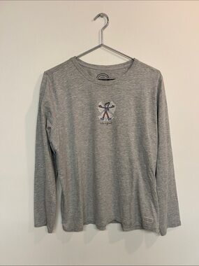 Life Is Good Men's Heather Gray Long-Sleeve Graphic Tee